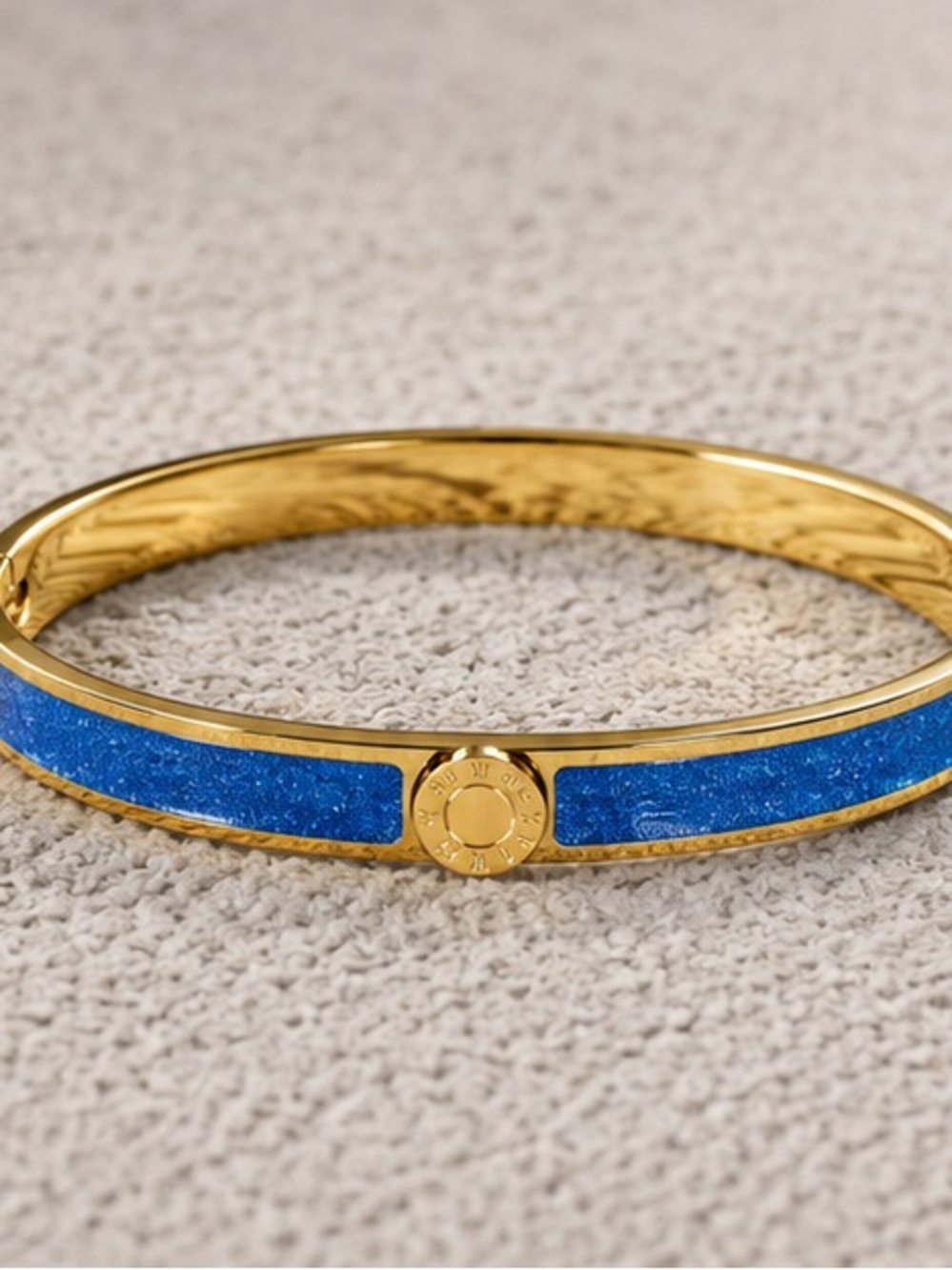 Designer Inspired Blue Enamel Roman Numeral Bangle Bracelet 💙✨
